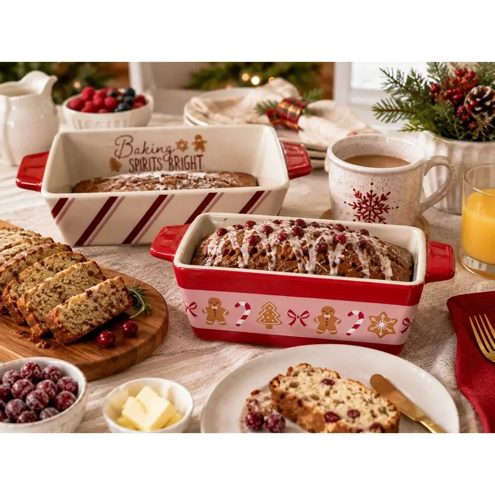 NWT Holiday Time Christmas Gingerbread Mini Loaf Pans Set of 2